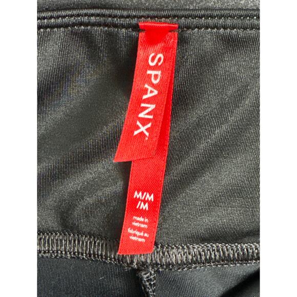 SPANX High Rise Faux Leather Shine Black Leggings Size Medium - Picture 6 of 13
